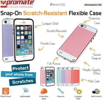 Promate Pink Grosso I5 Striped Flexi Grip Snap Case