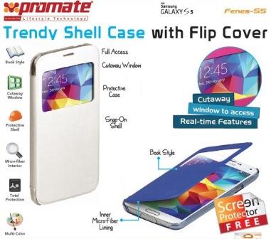 Promate Fenes S5 Bookcover With Window Colour:White