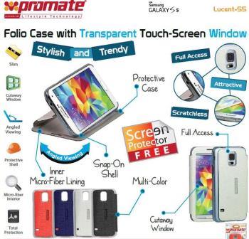 Promate Red Lucent S5 Bookcover With Touch Screen