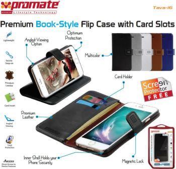 Promate Brown Tava-I6 Premium Book-Style Flip Case
