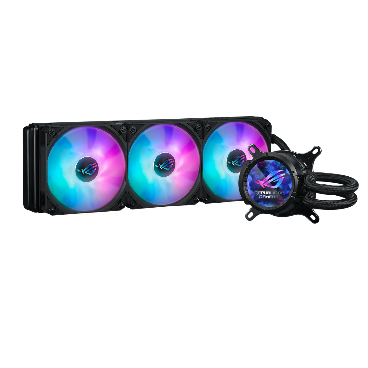ASUS Cooler Water block:72x72x63mm. Block Material:Copper. Radiator:394x121x27 mm. Intel:LGA1700/1200/115x/1851. AMD:AM4/5