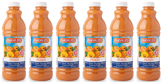6 x MAGALIES 1 liter Peach 48% Concentrate (Sold 6x 1L Per Case) - Magalies Nectar Juice