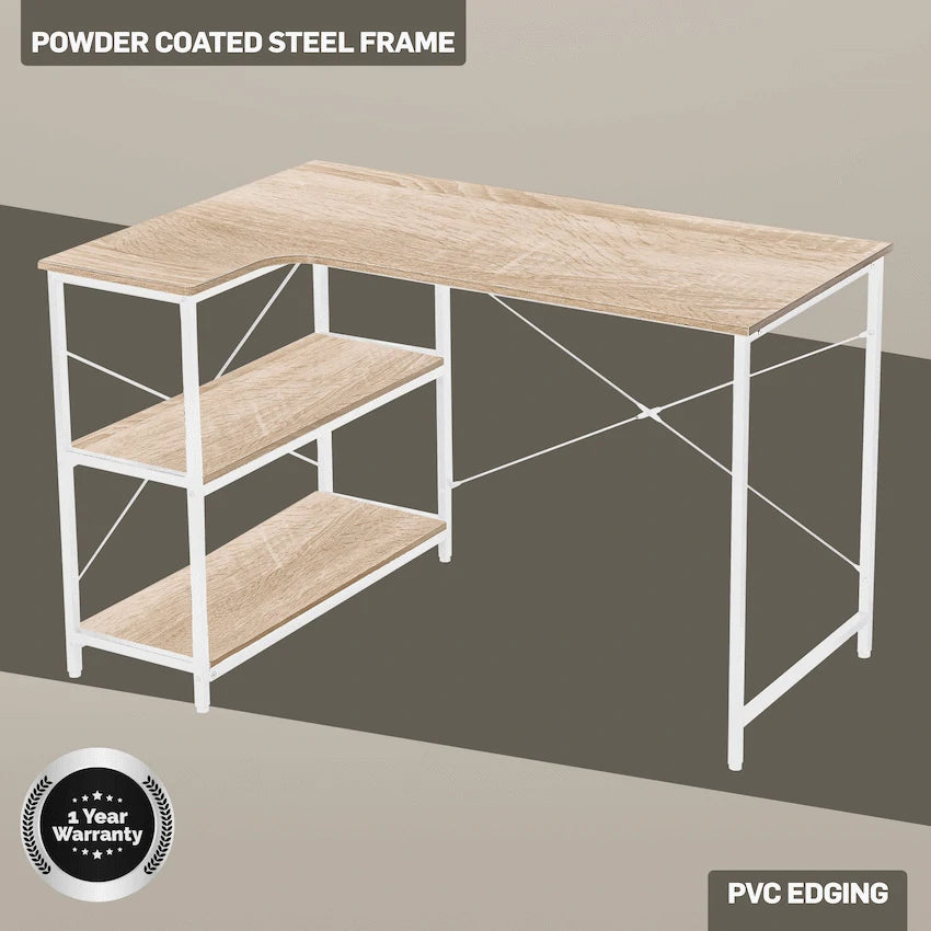 Everfurn Anthony Work Desk - Light Oak and White Frame - Guards On Duty Shop & Security Guards