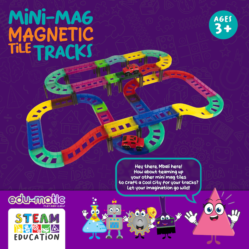 Edu-Matic Mini-Mag Magnetic Tile Tracks with 2 Cars and 93 Pieces - Guards On Duty Shop & Security Guards