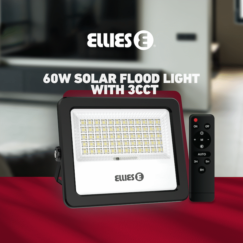 Ellies Nebula Series 60W Solar Flood Light  with 3CCT -BK