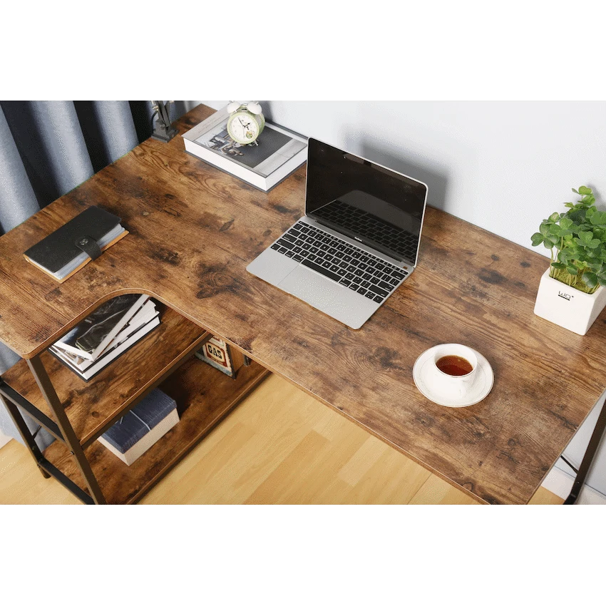 Everfurn Anthony L-Shaped Corner Work Desk - Steel Frame - Guards On Duty Shop & Security Guards