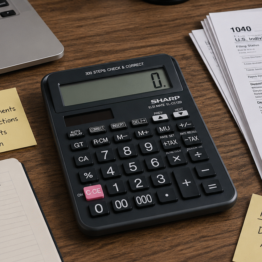 Sharp EL-CC12D Desk Calculator - CheckCorrect Tax - Guards On Duty Shop & Security Guards