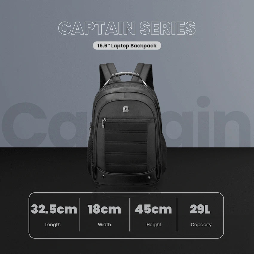 Volkano Captain 15.6" Laptop Backpack - Black
