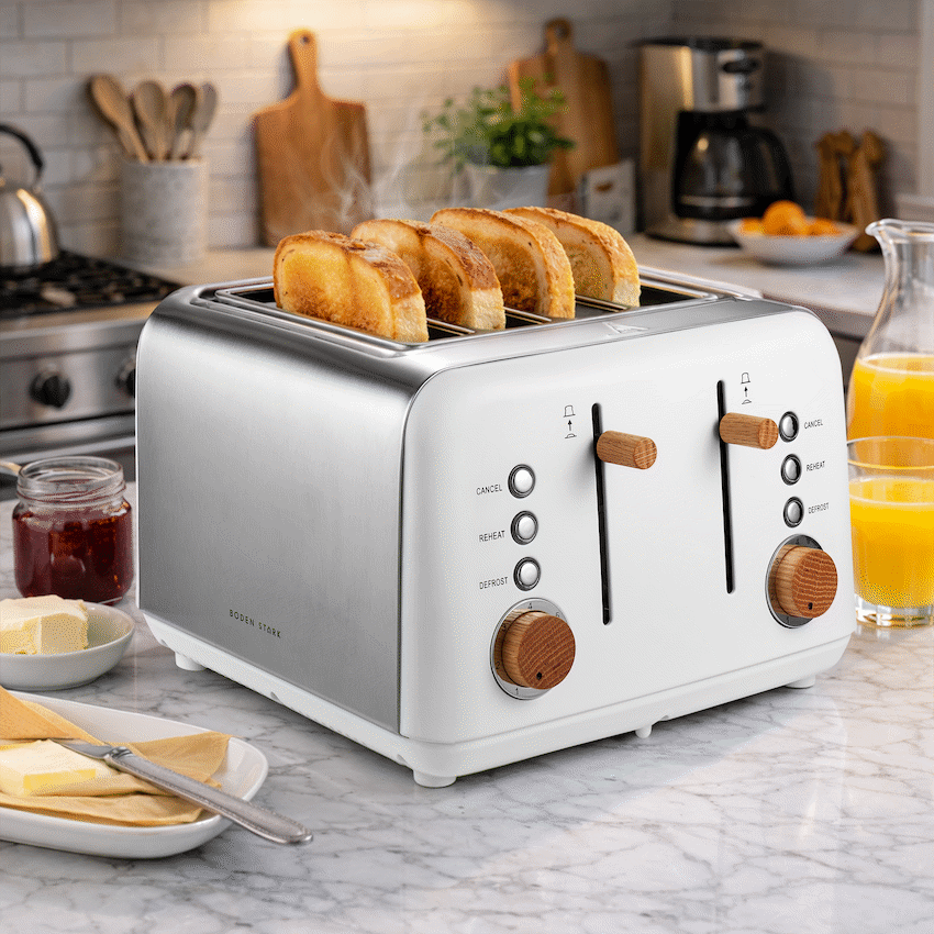 Boden Stark Anson Collection 4 Slice SS Toaster White - Guards On Duty Shop & Security Guards