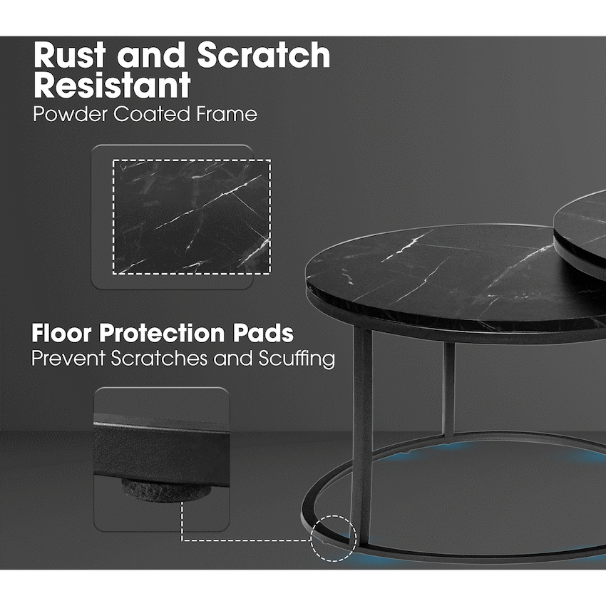 Everfurn Nile Nesting Coffee Table - Marble Black