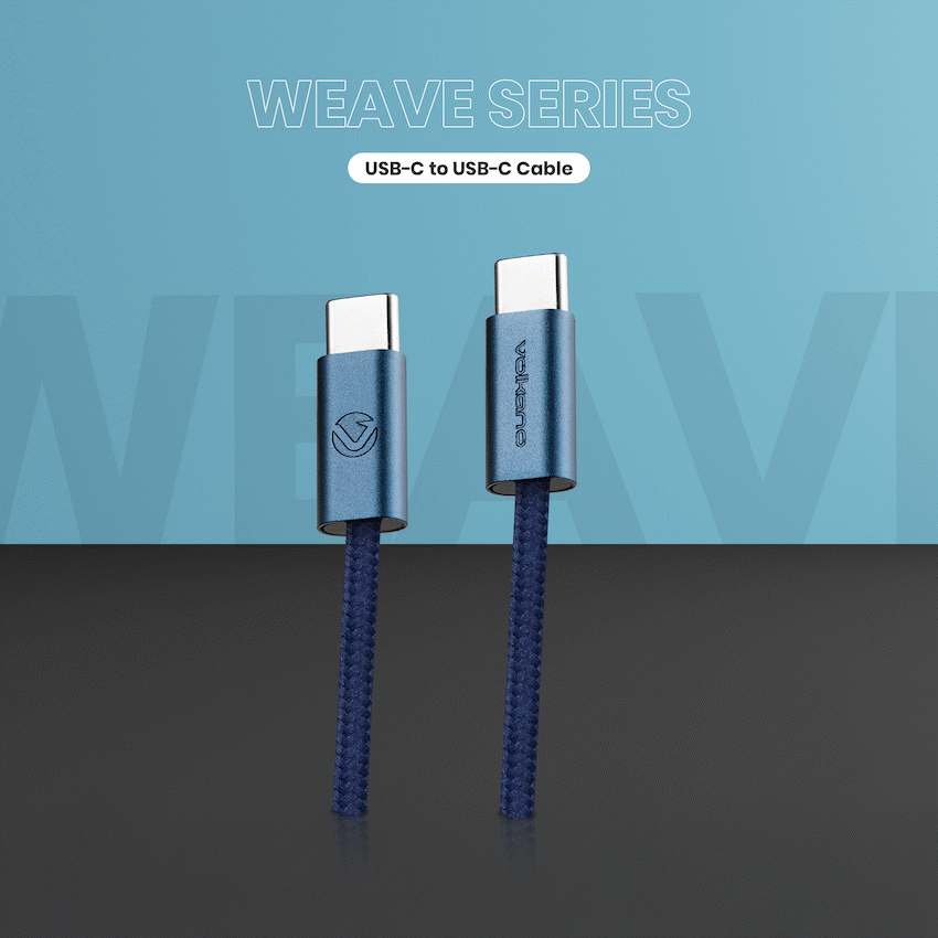 Volkano Weave Series 60w USB C to USB C 1.2m-Blue