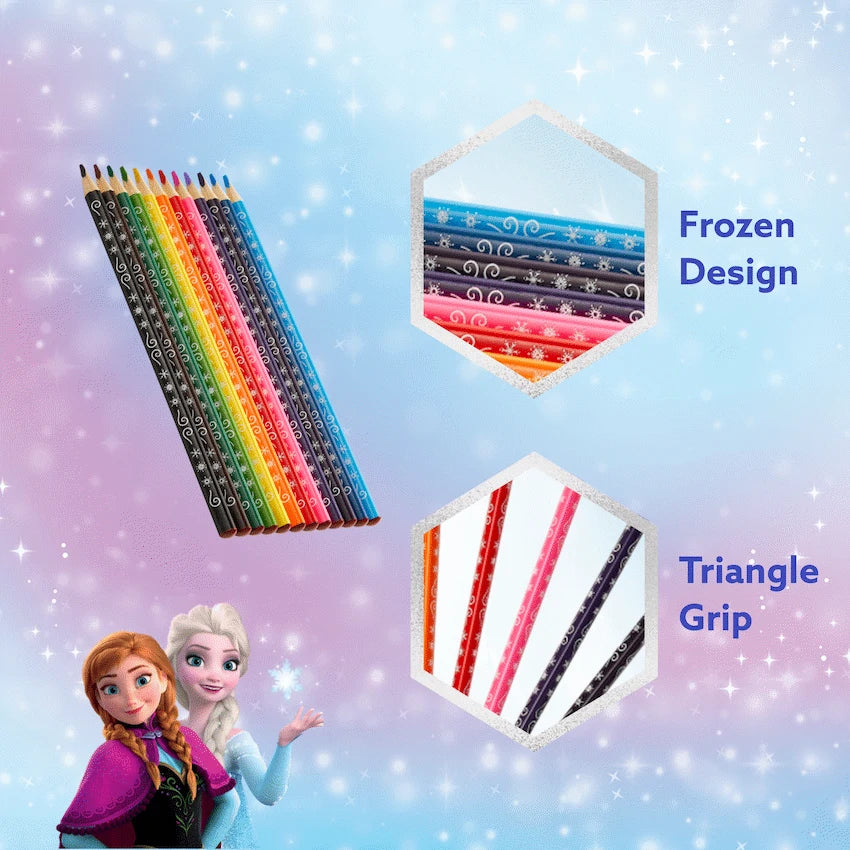 Frozen 12 Colour Pencils Triangular - Multi - Guards On Duty Shop & Security Guards