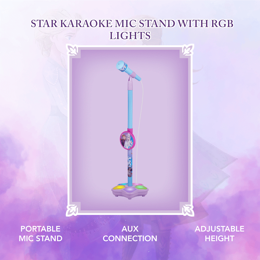 Disney Frozen Auxiliary Star Karaoke Microphone Stand with Colourful Lights - Guards On Duty Shop & Security Guards