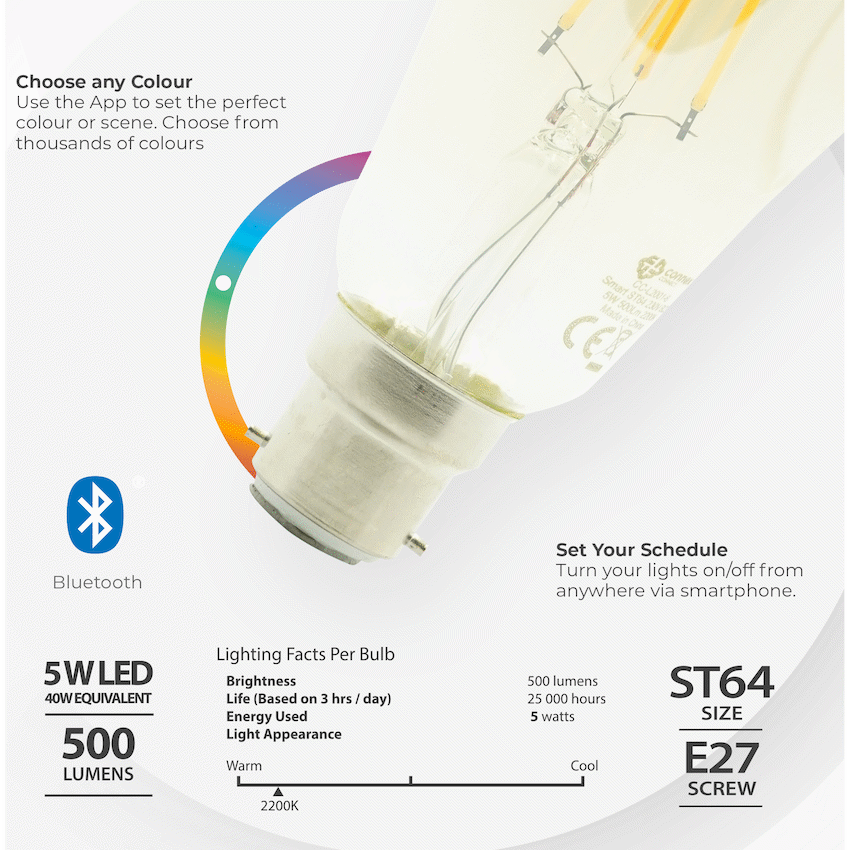 Smart Wi-Fi Bulb 5w LED Amber Filament Vintage Bayonet - Guards On Duty Shop & Security Guards