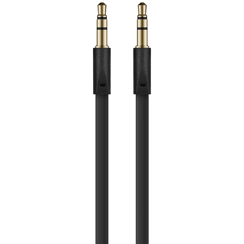 Volkano Slim Series Aux Cable 2m - Black - Guards On Duty Shop & Security Guards