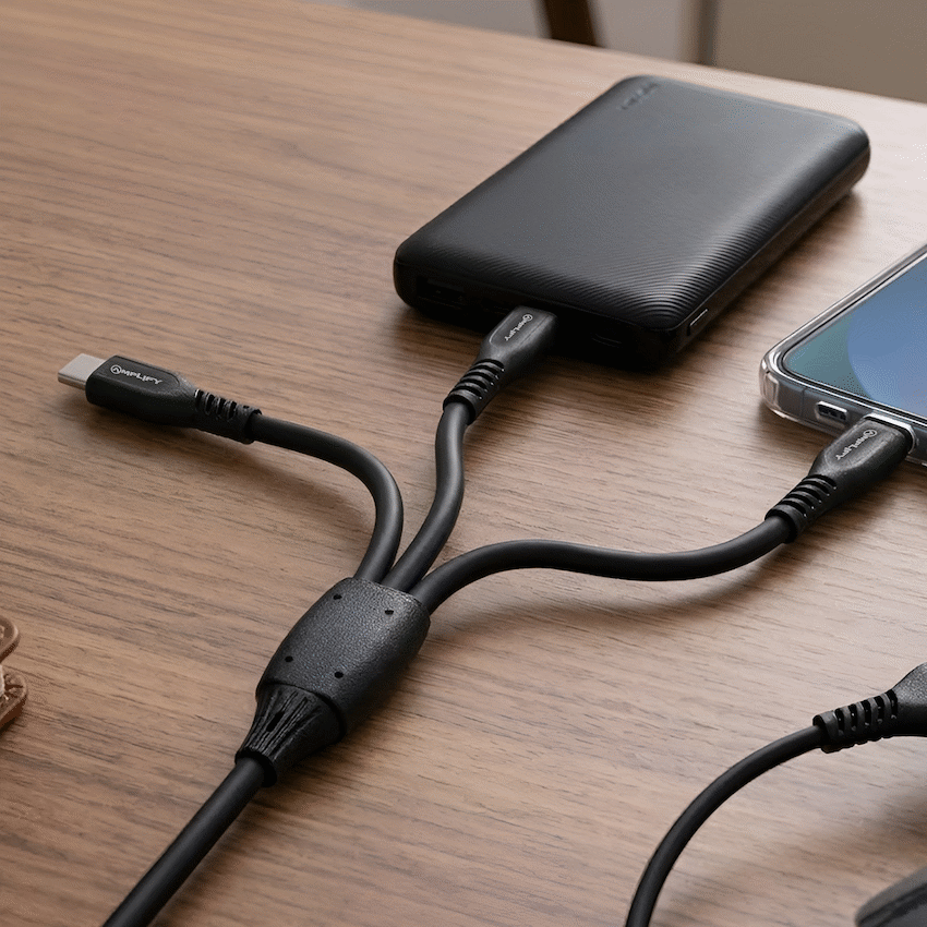 Amplify CoreCharge Series 1.2m 3-in-1 Cable - Black - Guards On Duty Shop & Security Guards