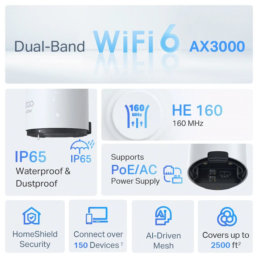 Deco X50-Outdoor AX3000 Outdoor/Indoor Mesh Wi-Fi 6 Unit