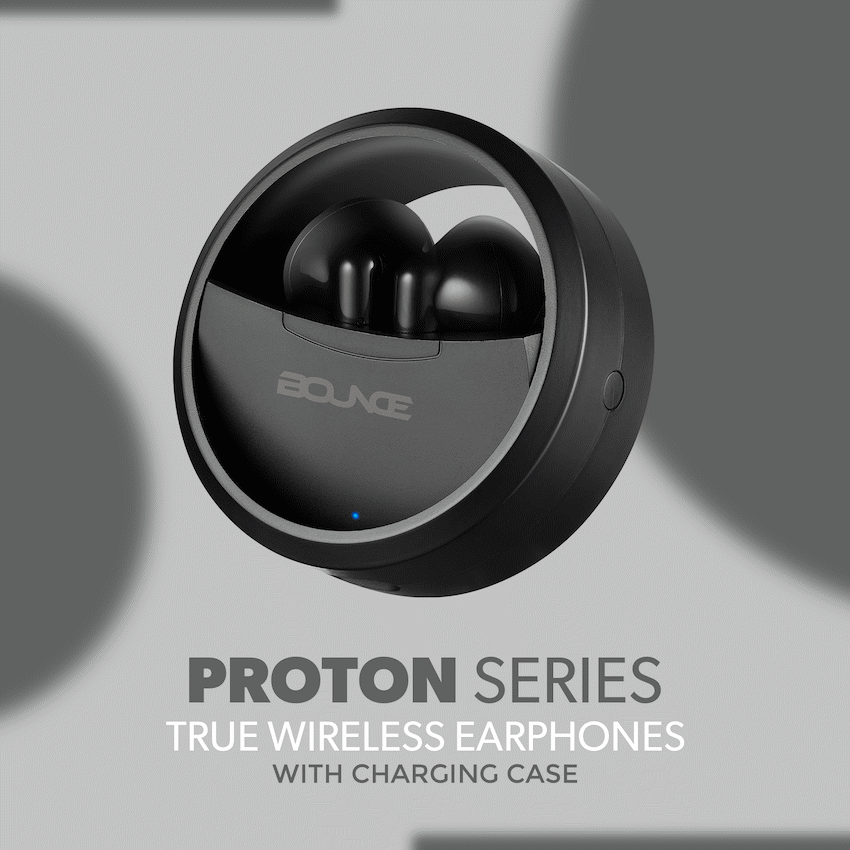 Bounce Proton Series True Wireless Earphones with Charging Case - Black