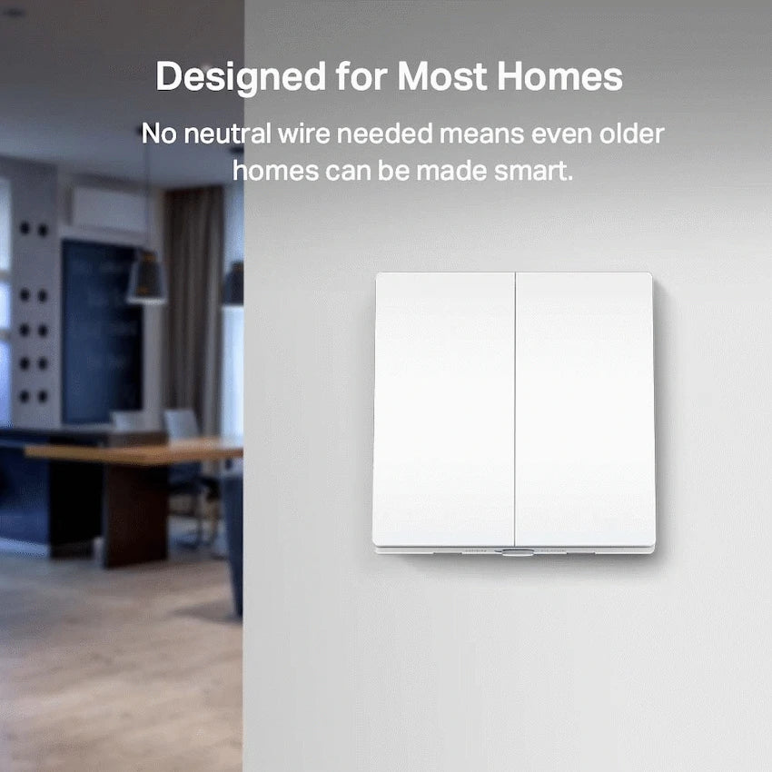 Tapo TP-Link Tapo S220 Smart 868mhz Light Switch 2-Gang 1-Way, No Neutral Required