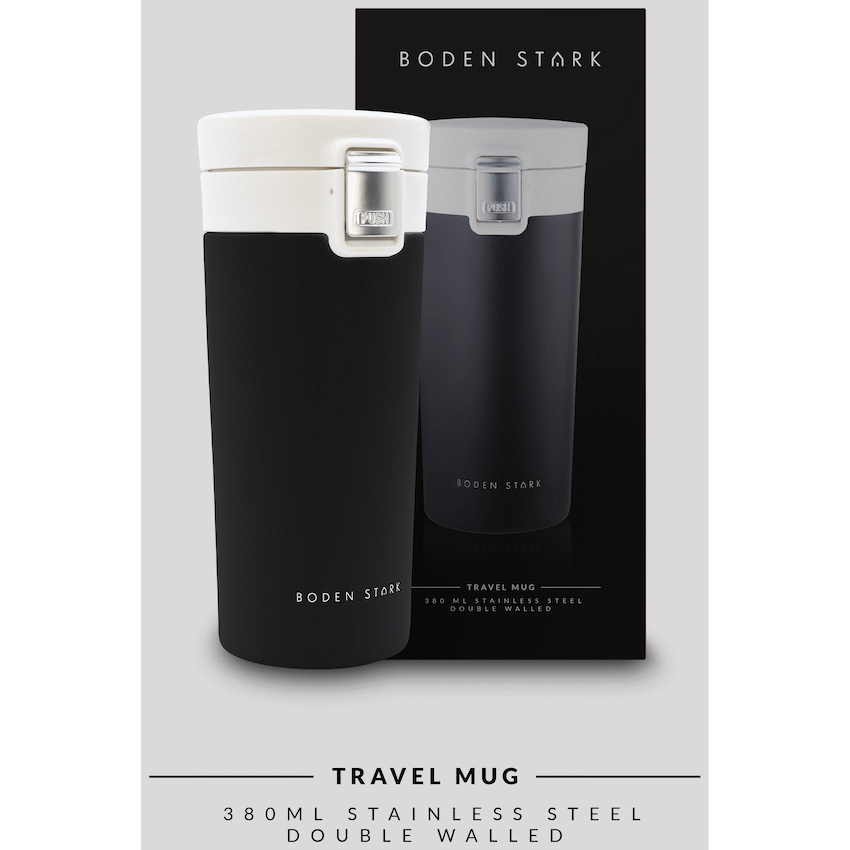 Boden Stark 380ml Travel Mug - Black - Guards On Duty Shop & Security Guards