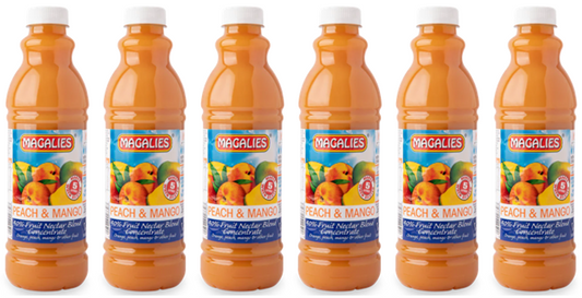 6 x MAGALIES 1 liter Peach & Mango 40% Concentrate (Sold 6x 1L Per Case) - Magalies Nectar Juice