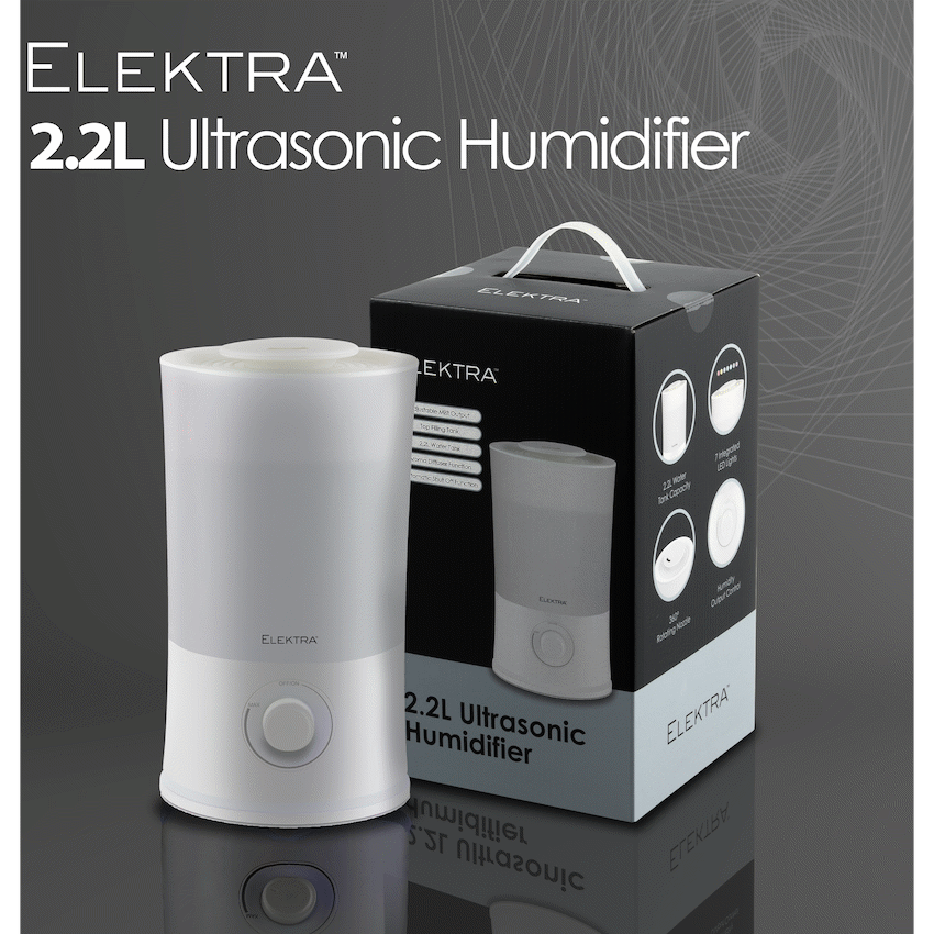 Elektra 2.2L Ultrasonic Humidifier - White - Guards On Duty Shop & Security Guards