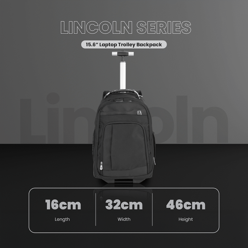 Volkano Lincoln 15.6" Laptop Trolley Backpack - Black