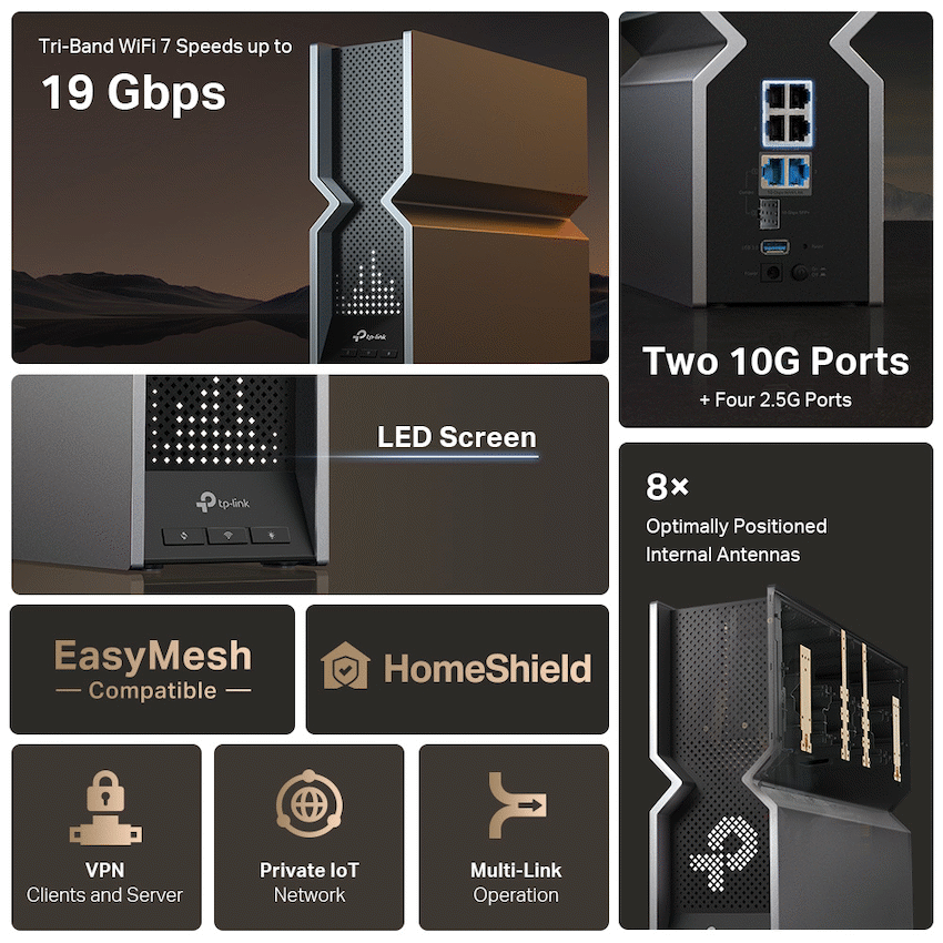 Archer BE800 BE19000 Tri-Band Wi-Fi 7 Router