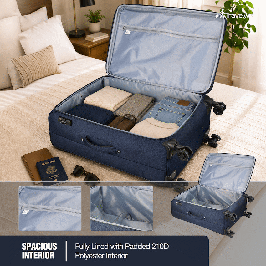 Travelwize Aurora 55cm 4-Wheel Spinner Trolley Case - Navy Melange