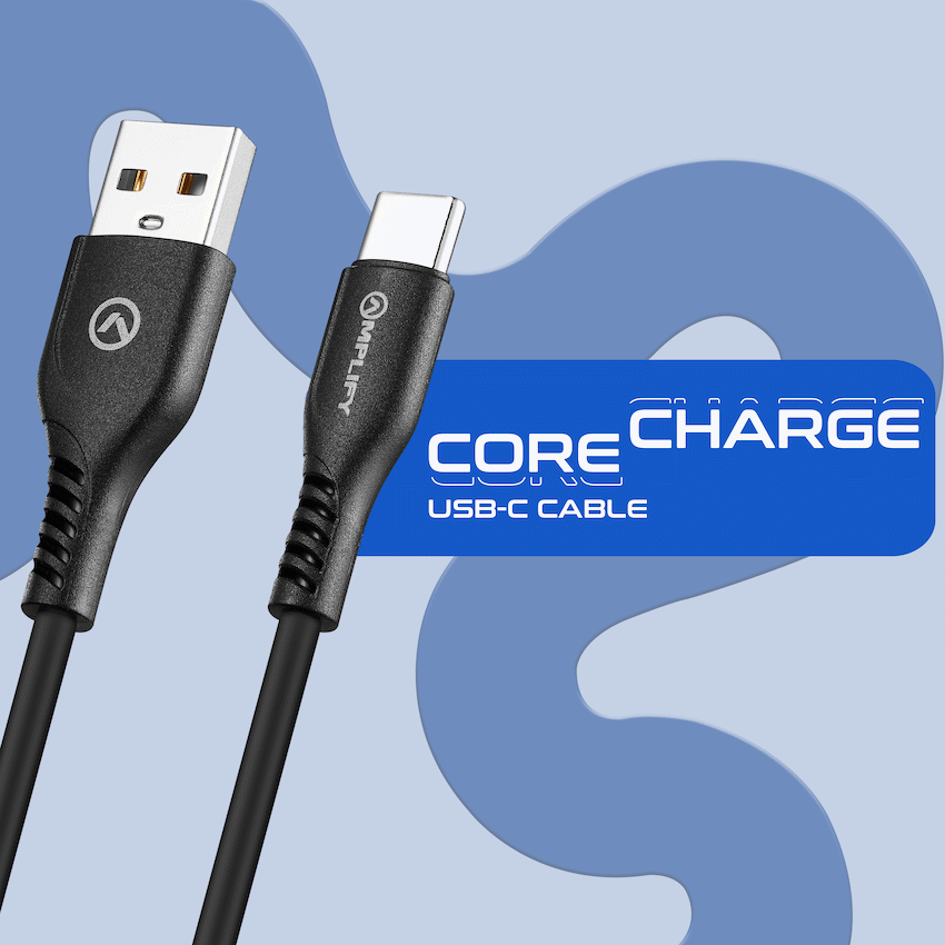 Amplify CoreCharge Series 1.2m USB-C Cable - Black - Guards On Duty Shop & Security Guards