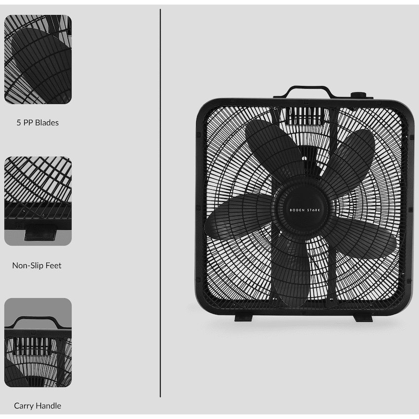 Boden Stark 50cm Box Fan - Black - Guards On Duty Shop & Security Guards