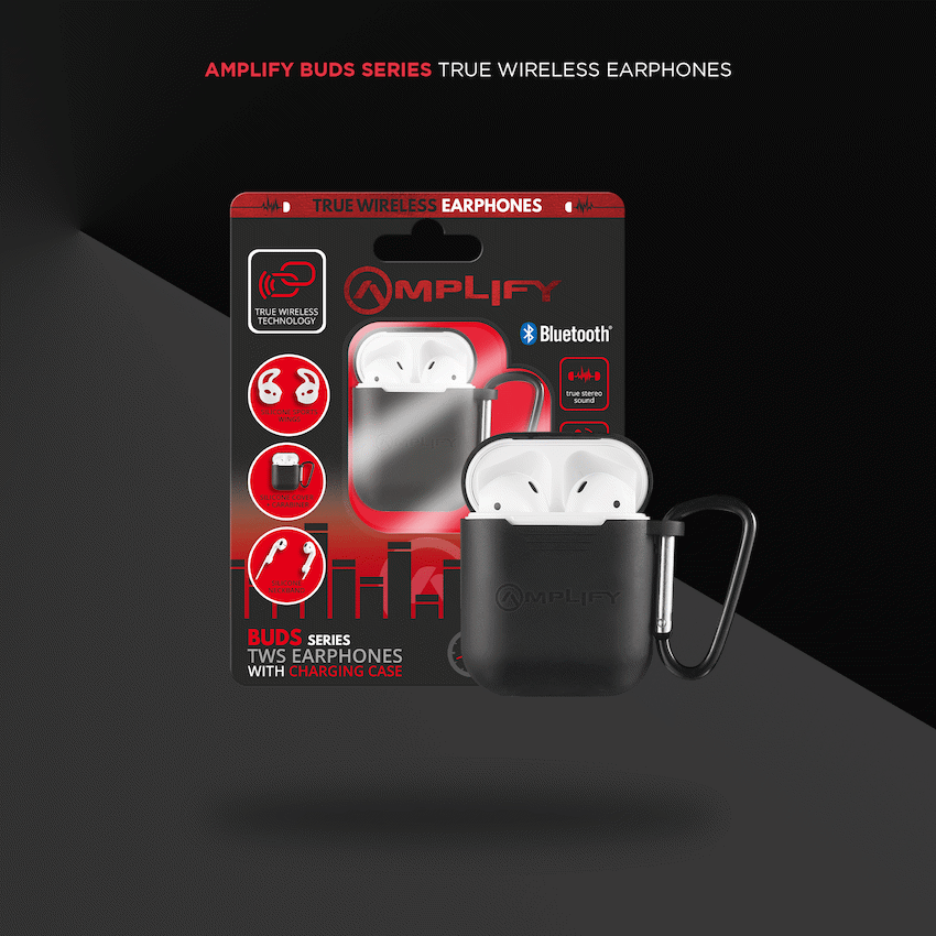 Amplify Buds Series True Wireless Earphones with Silicone Accessories - Black - Guards On Duty Shop & Security Guards
