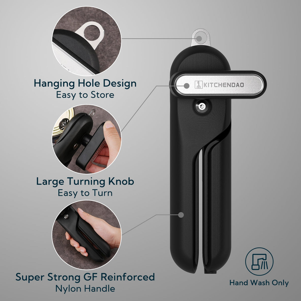 KitchenDao Magnetic Can Opener - Black