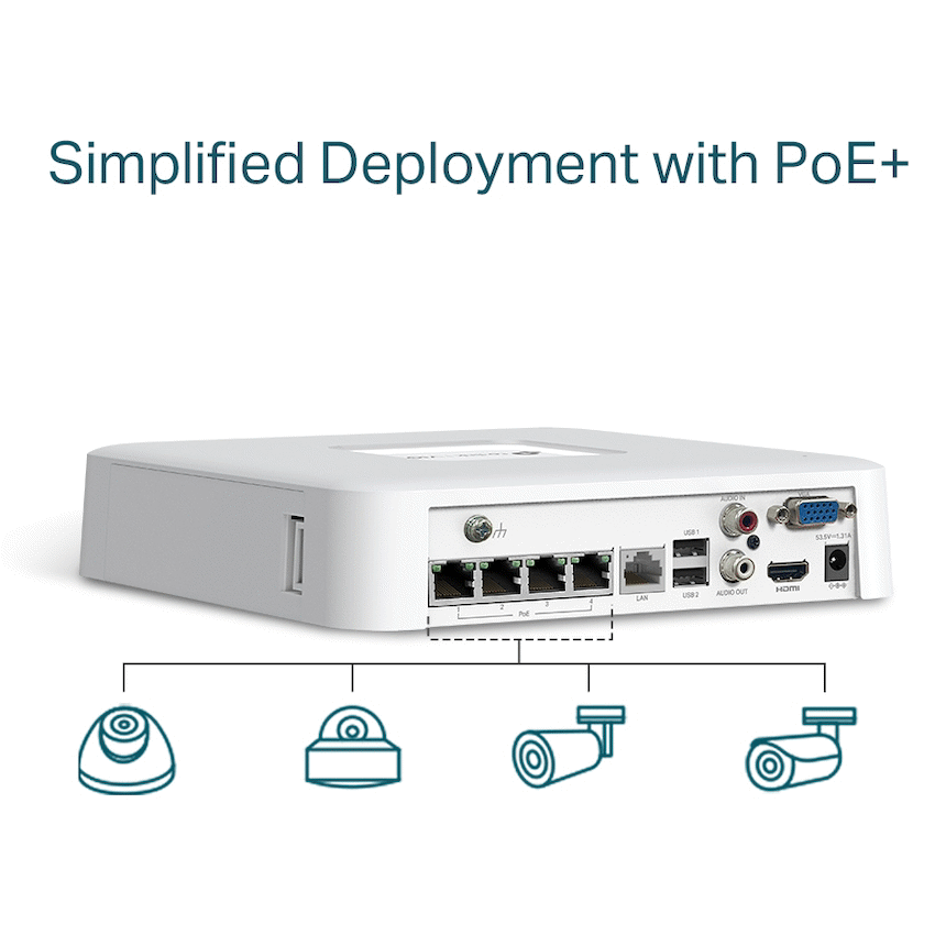 VIGI TP-Link Vigi NVR1104H-4P 4 Channel PoE Network Video Recorder