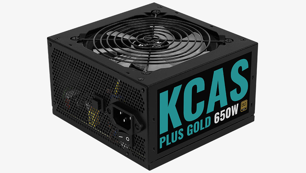 Aerocool KCAS PLUS Gold 650W RGB PSU - ATX 24 PIN; 2x 4+4PIN CPU; 6x SATA; 3x PATA; 2x PCIe 6+2PIN.
