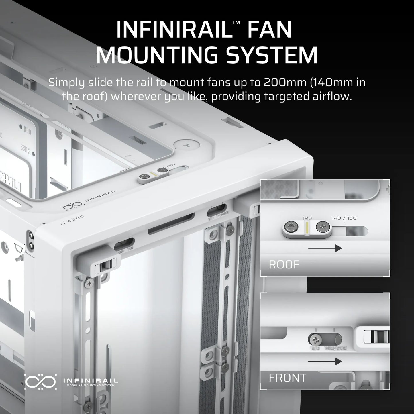 FRAME 4000D White Mid-Tower PC Case; 2x 3.5'' |  2x 2.5'' Drive Bays; Up to 360mm Radiator compatible; No Fans