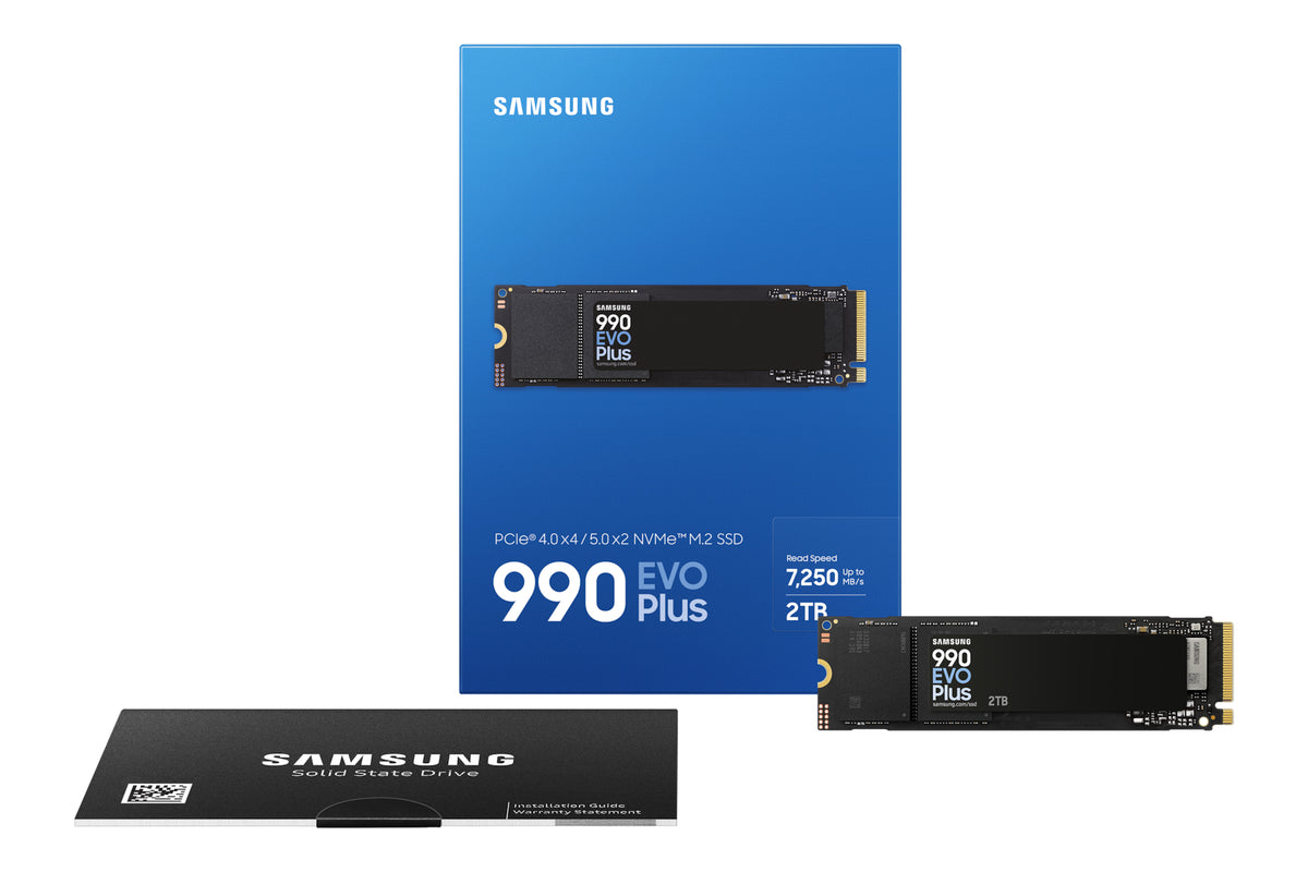 SAMSUNG MZ-V9S2T0BW 990 EVO Plus 2TB NVMe SSD - Read Speed up to 7250 MB/s; Write Speed to up 6300 MB/s; Random Read up to 1 000