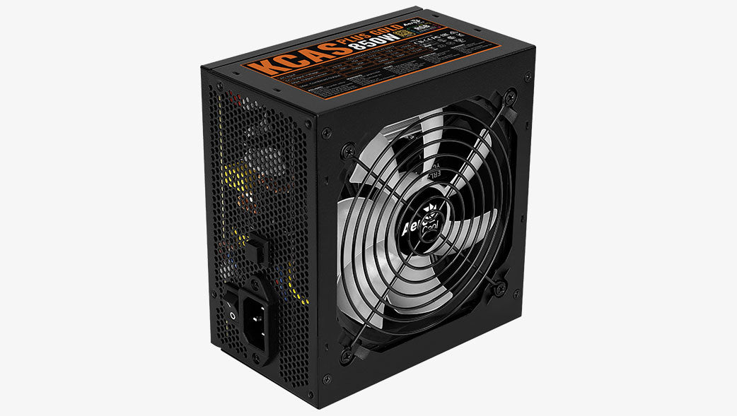 Aerocool KCAS PLUS Gold 850W RGB PSU - ATX 24 PIN; 2x 4+4PIN CPU; 8x SATA; 4x PATA; 3x PCIe 6+2PIN.