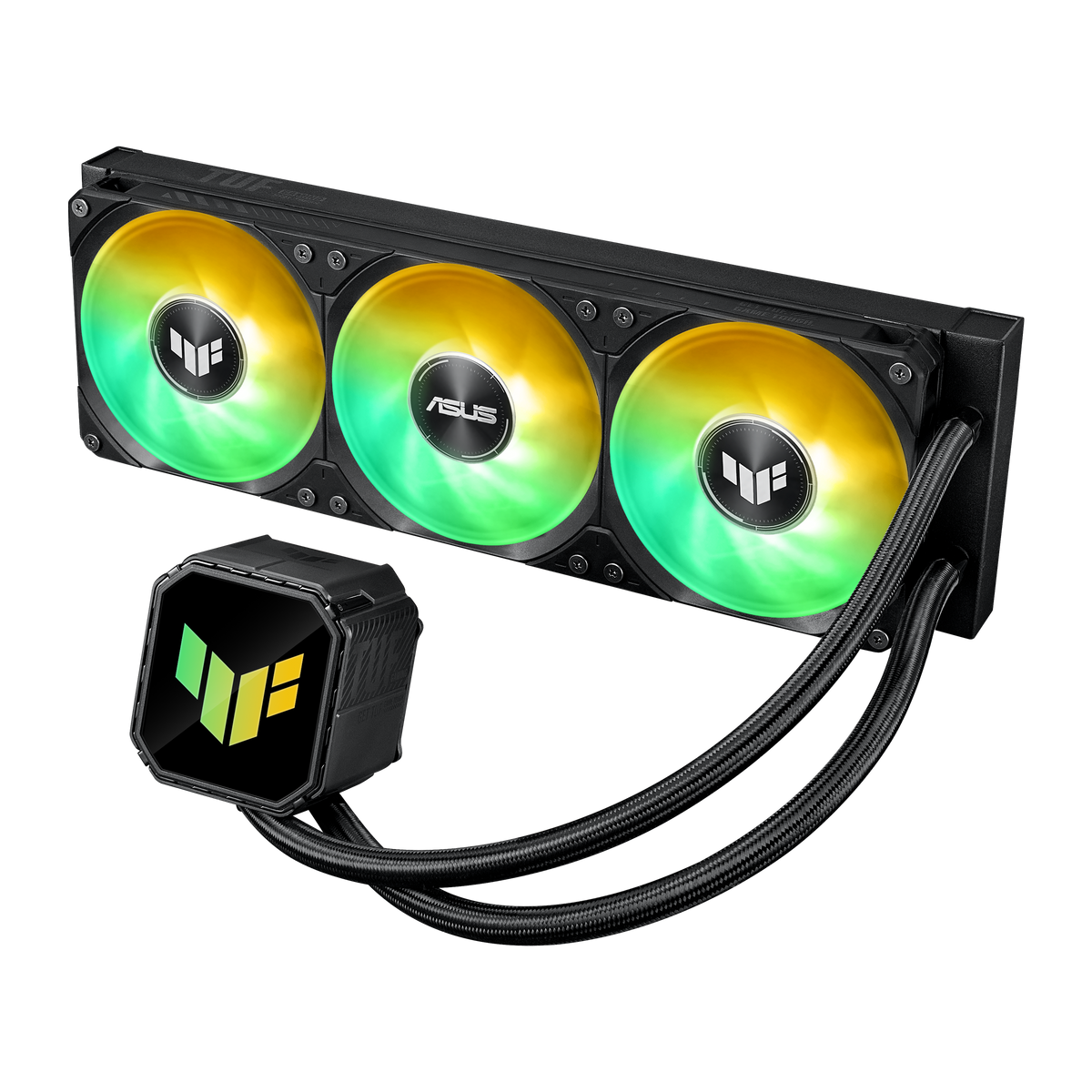 ASUS Cooler WB dimen:80.9x77x67.1 mm. Block Material :Copper. Radiator Dimens:397x120x27mm. Intel:1851;1700;1200/ AMD: AM4/5