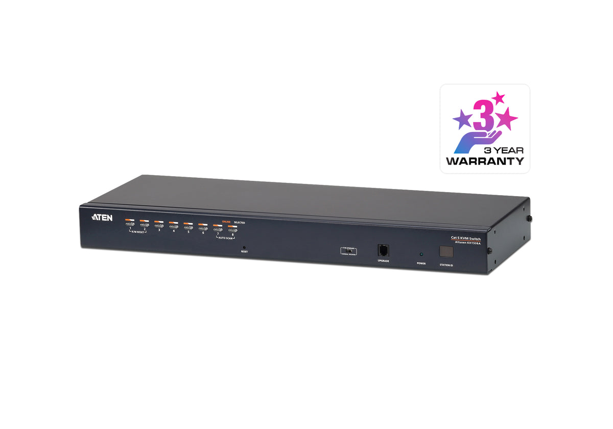 ATEN 8-Port Cat 5 KVM Switch W/Daisy-Chain/W/(US/EU/OUT) CORD ATEN ALTUSEN - 8-Port Multi-Interface (DisplayPort; HDMI; DVI; VGA