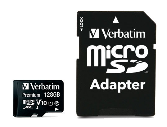 VERBATIM 128GB Micro SDXC UHS-I Card Class 10 Plus Adaptor