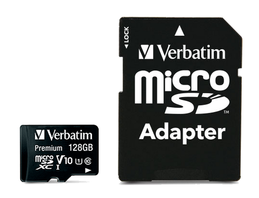 VERBATIM 128GB Micro SDXC UHS-I Card Class 10 Plus Adaptor