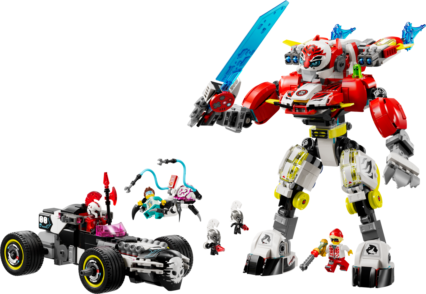 LEGO Cooper's Tiger Mech and Aero's Hot Rod Car — Set 71497