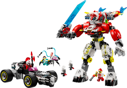 LEGO Cooper's Tiger Mech and Aero's Hot Rod Car — Set 71497
