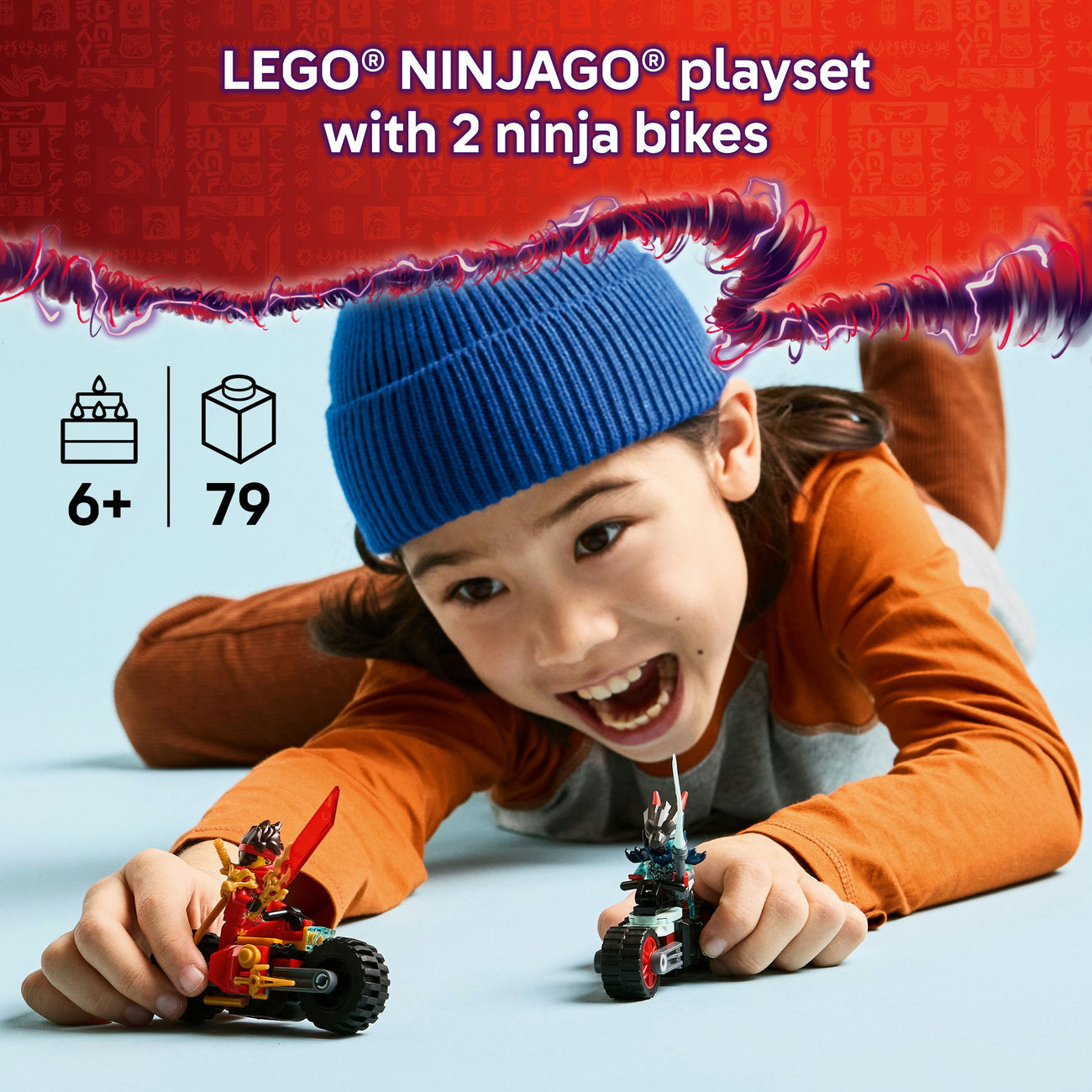 LEGO® NINJAGO® Kai’s Motorcycle Speed Race Playset with 2 Ninja Bike Toys 71838