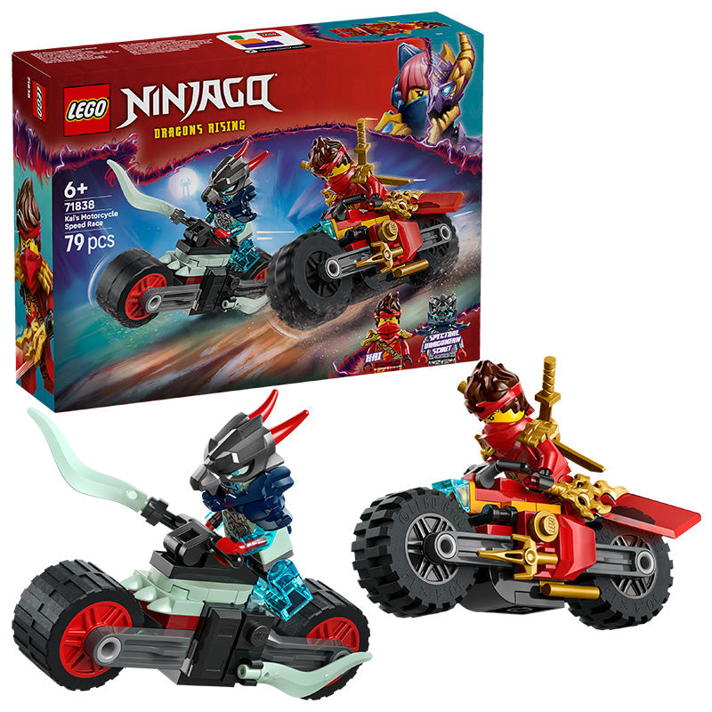 LEGO® NINJAGO® Kai’s Motorcycle Speed Race Playset with 2 Ninja Bike Toys 71838