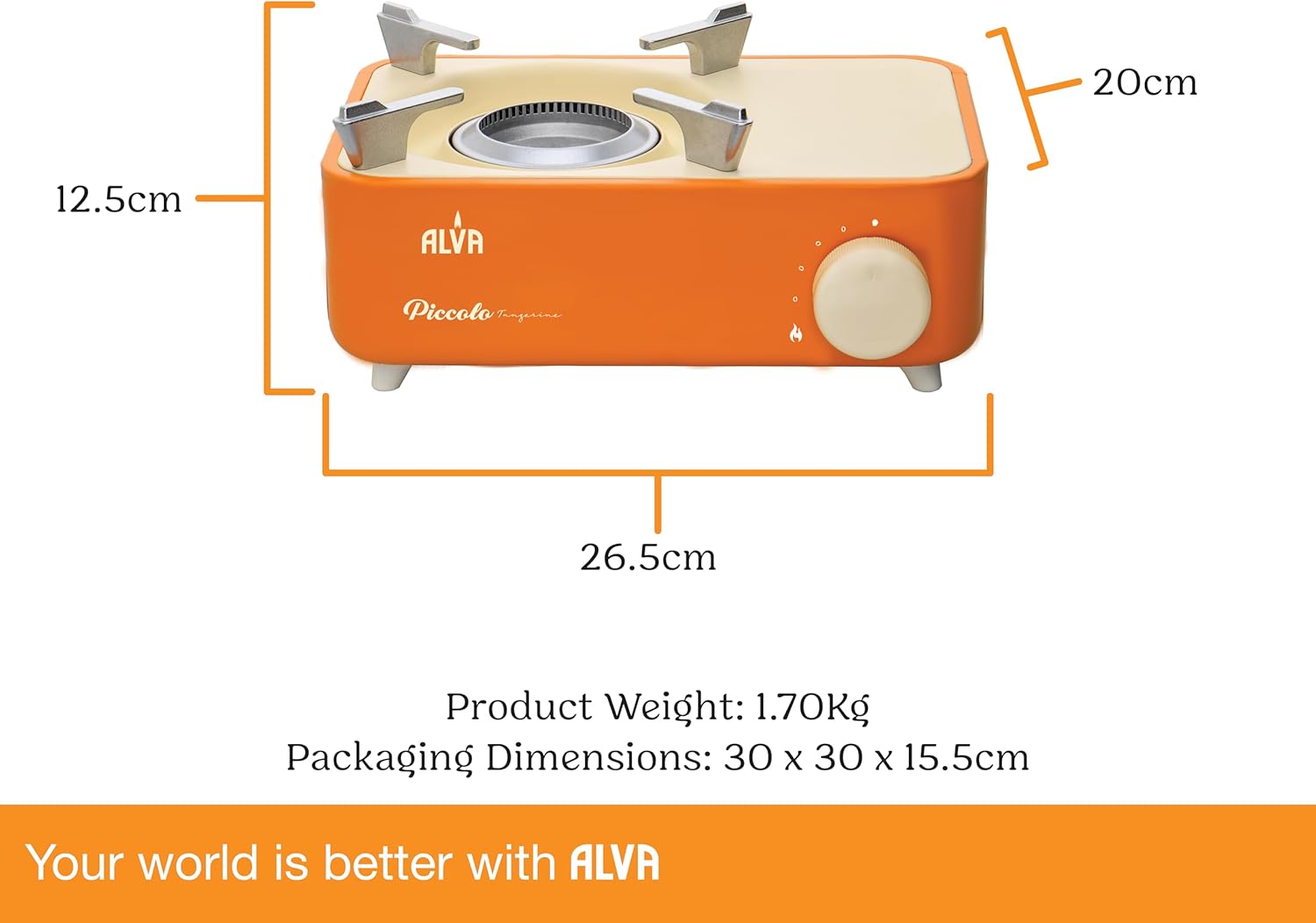 Alva Mini Butane Canister Stove with Carry Case (Tangerine Orange) - Alva Mini Butane Canister Stove Tangerine