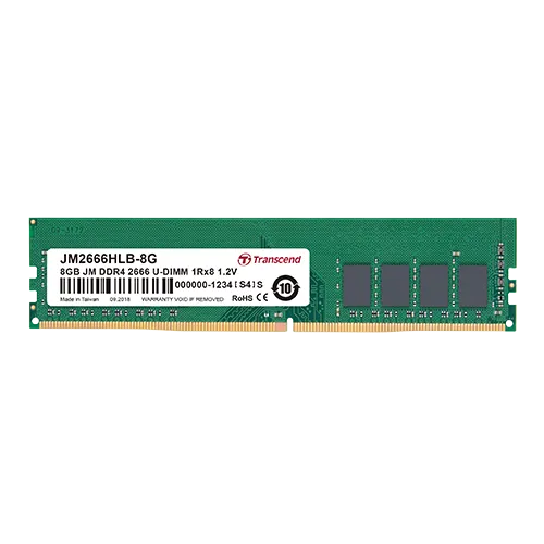 TRANSCEND 16GB JET MEMORY DDR4 2666MHZ DESKTOP U-DIMM 2RX8 1GX8 CL19