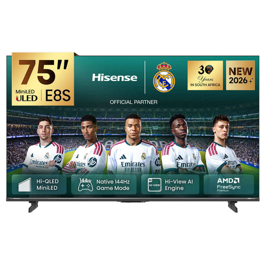 HISENSE LEDN75E8S 75 inch | Hi-QLED MiniLED | Native 144Hz Game Mode | 288HSR | Built-in Subwoofer | otal HDR Solution