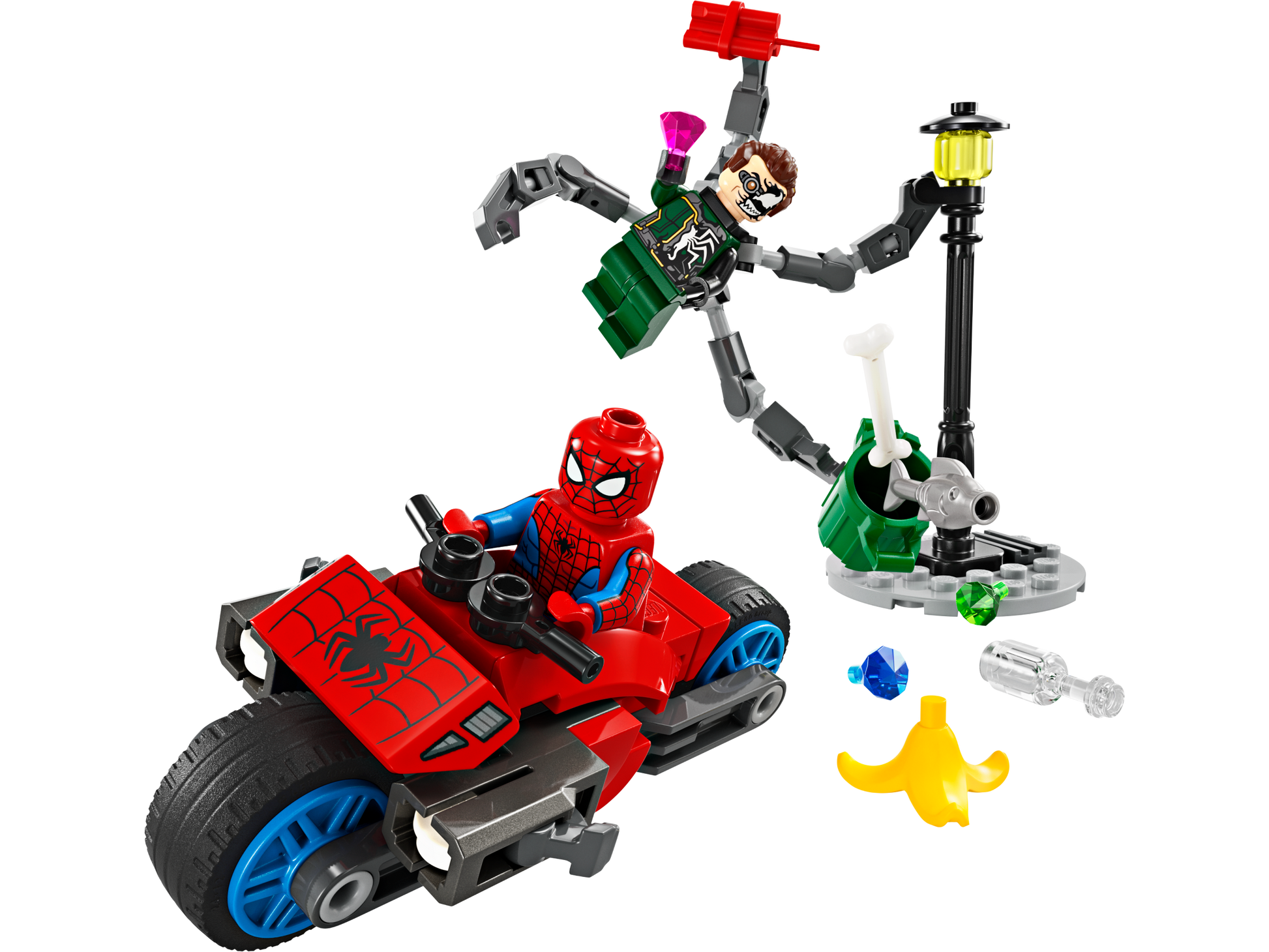 LEGO Motorcycle Chase Spider-Man vs Doc OC — Set 76275